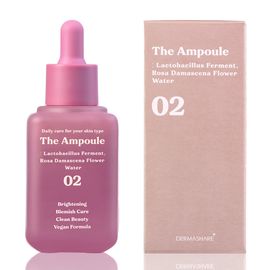 DERMASHARE The Ampoule Lactobacillus Rosa Damascena Flower Water 60ml Blemish Brightening Vegan Serum _ Made in Korea